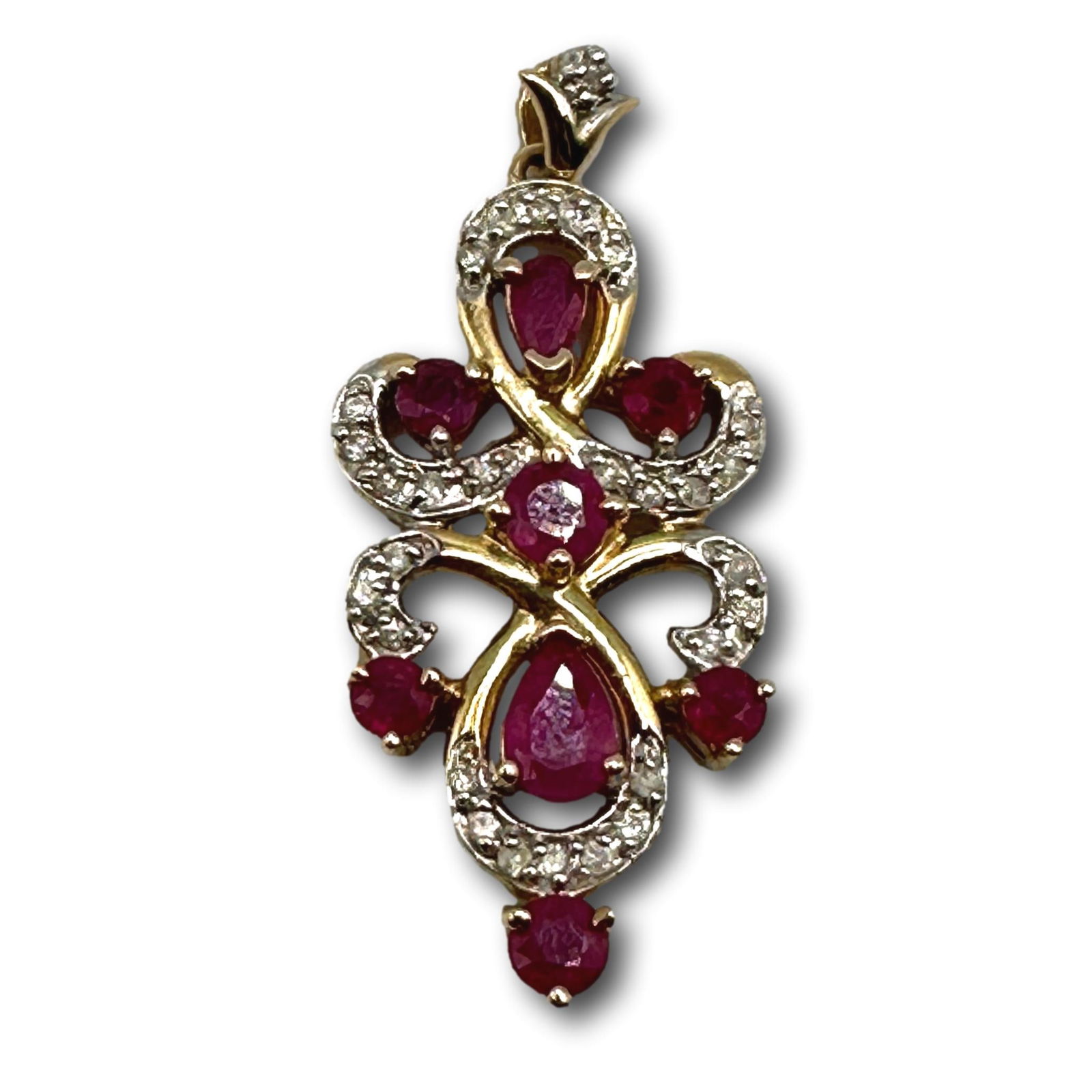 14K Gold Ruby and Diamond Pendant (1 of 5)
