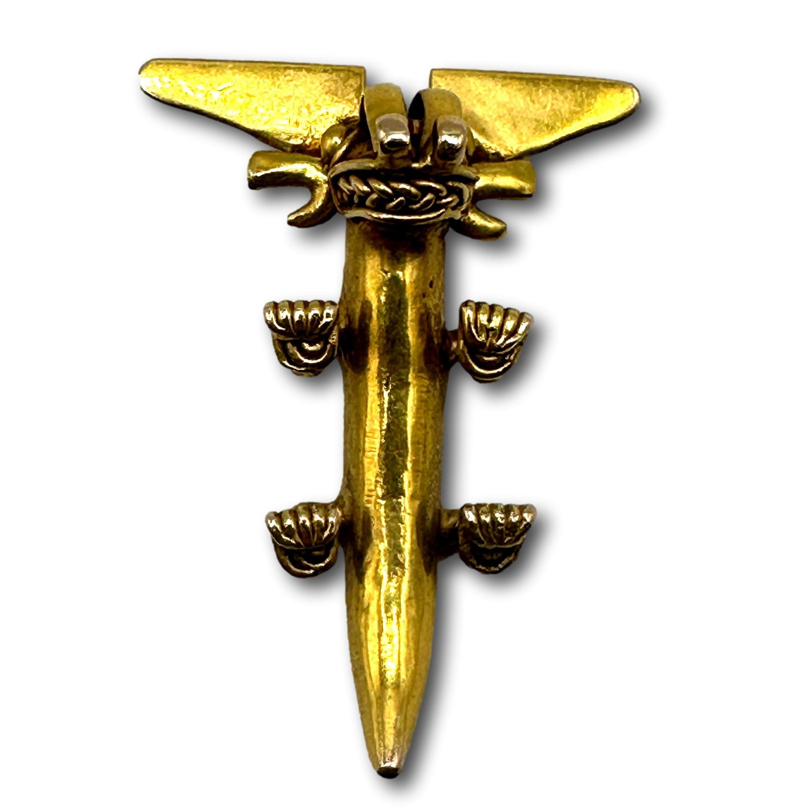 14K Gold Primitive Style Alligator Pendant (1 of 5)