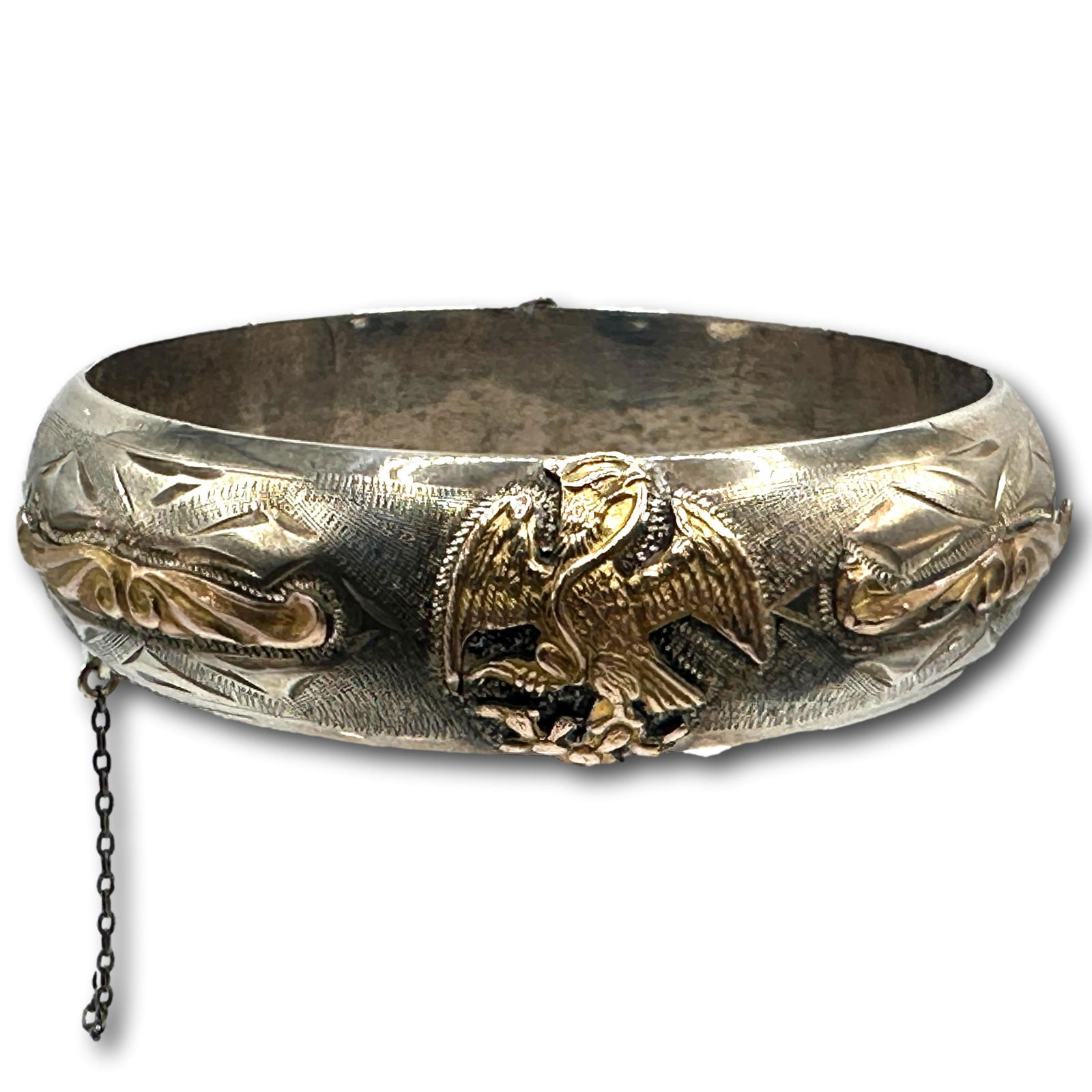 Mexican Sterling Silver Bangle Bracelet (1 of 6)