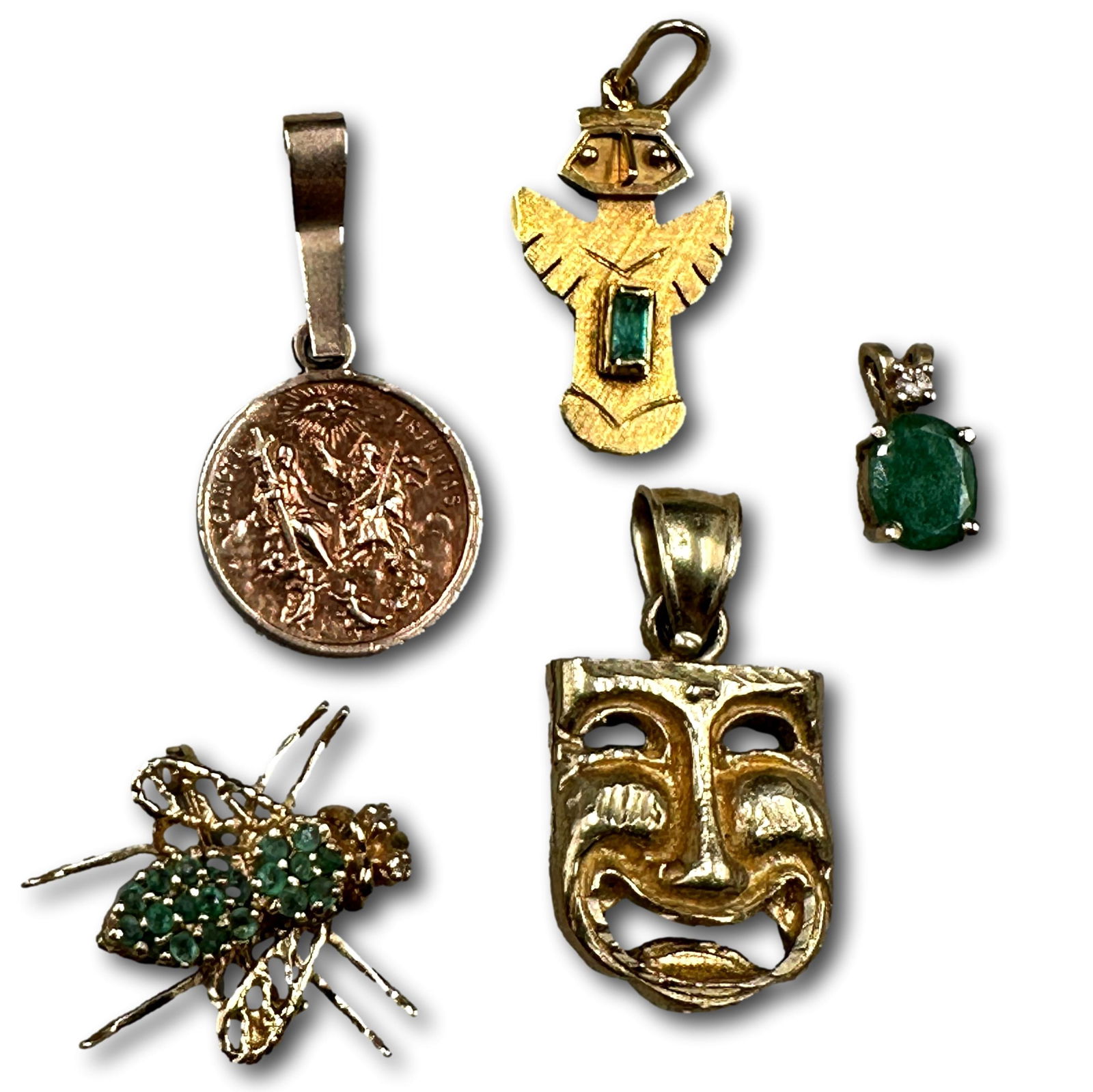 Group of 14K Gold Charms & Pendants with Emeralds (1 of 7)
