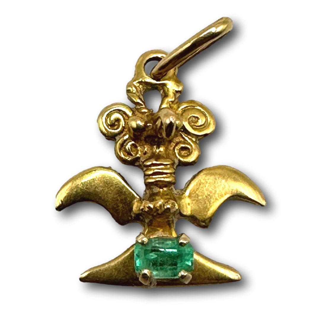 18K Gold and Emerald Pre Columbian Art Pendant (1 of 6)
