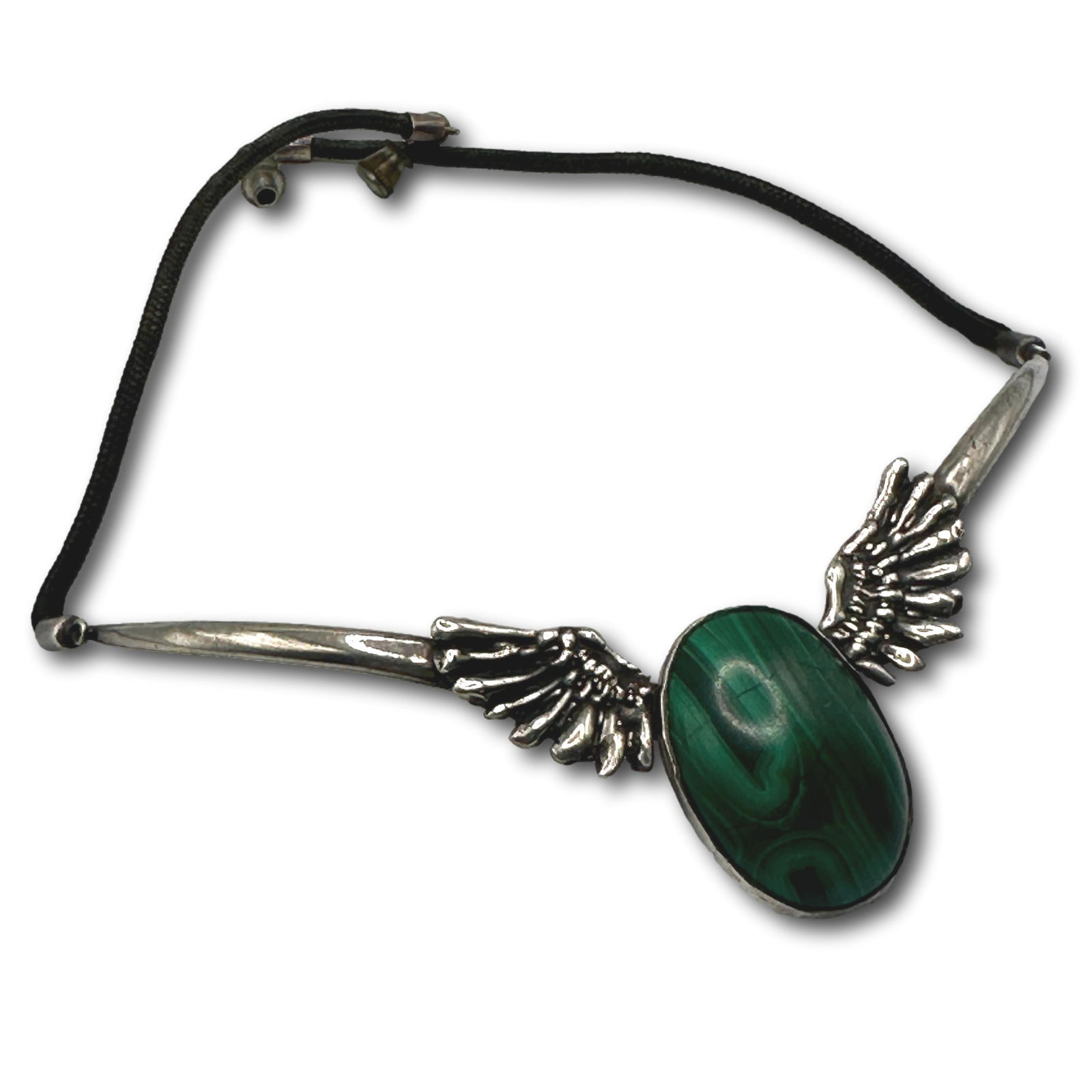 Sterling Silver and Malachite Wings Necklace (1 of 6)