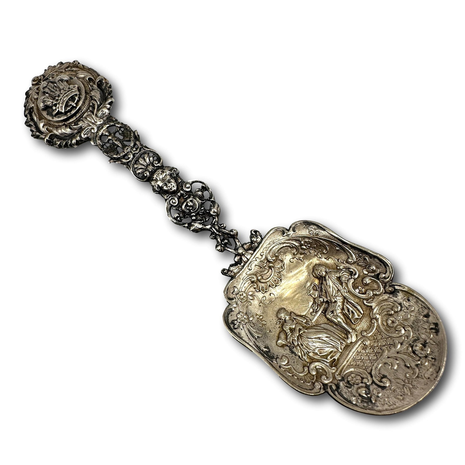 Large Antique 800 Silver Continental Ornate Serving Decorative Spoon (1 of 15)