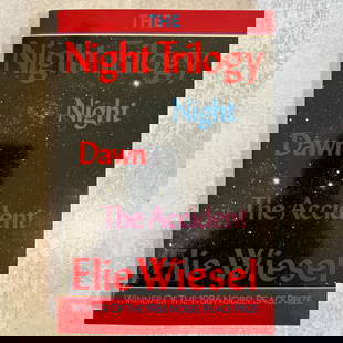 Elie Wiesel - The Night Trilogy, (soft cover) Signed: Elie Wiesel - The Night Trilogy, (soft cover) Signed. Copyright 1985. Refer to photos for additional condition information as they are a part of the description. Please note lots may show signs of