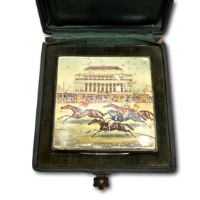 Race of the Derby Stakes at Epson 1839 Antique Hand Painted Sterling Silver Case