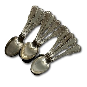 A Set of 11 Antique Whiting Sterling Silver Demitasse Spoons
