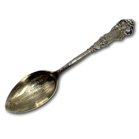 Antique Chicago Columbian Exposition Art Palace Sterling Silver Souvenir Spoon