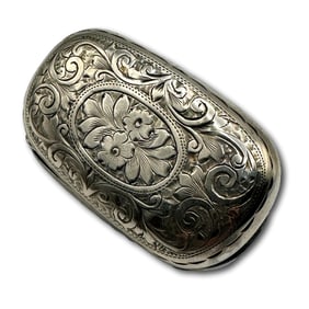 Antique Sterling Silver Double Sovereign Spring Action Case