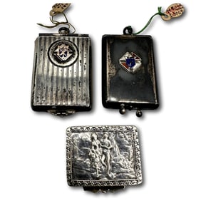 Pair of Fraternal Organization Sterling Silver Card Cases with Vinaigrette
