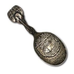 Antique Stork Rock a Bye Baby Sterling Silver Child's Spoon