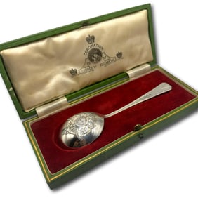 Rare 1937 King George VI Coronation Sterling Silver Spoon in Orig Box