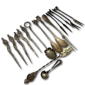 Assorted Sterling Silver and Silverplate Picks and Spoons