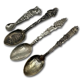 Antique Sterling Silver Merry Christmas Spoons - Night Before Christmas