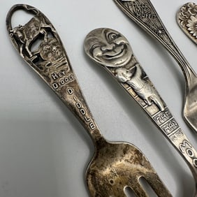 Set of Four Sterling Silver Children's Forks and Spoon - Nursery Rhymes & Kirk