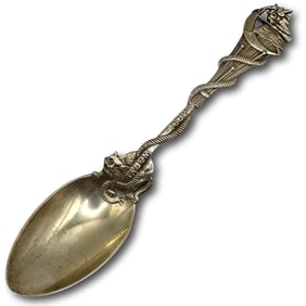 Antique Salem Witch and Cat Sterling Silver Souvenir Spoon