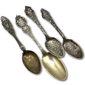 Assorted Ornate Merry Christmas Antique Sterling Silver Collectible Spoons