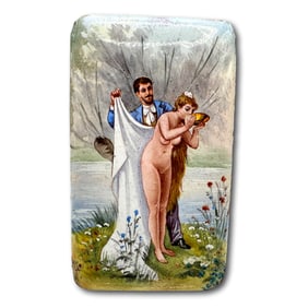 Hand Painted Enamel Over Metal Box Cover