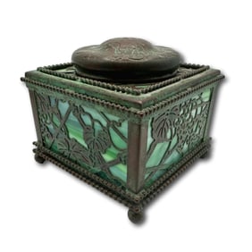 Tiffany Studios Grapevine Pattern Square Single Inkwell