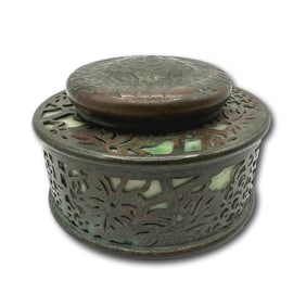 Tiffany Studios Grapevine Pattern Round Single Inkwell