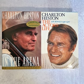 Charleton Heston Autographed Books The Actor's Life, and In The Arena