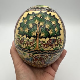 Mosaic Jordan Tree of Life Ostrich Egg Art