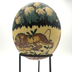 Jordan Intricately Painted Tree of Life Ostrich Egg