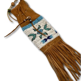 Beaded Native American Pouch with Fringe