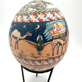 Intricately Painted Ostrich Egg from Jordan