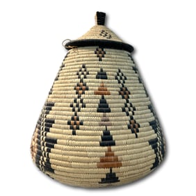 Traditional Zulu Grass Storage Pot Basket