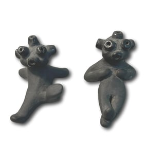 Santa Clara Pueblo Black Mudhead Figurines - Dorothy and Paul