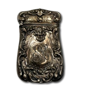 Harlequin Mask Antique Sterling Silver Vesta Match Safe