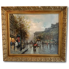Antoine Blanchard Mid Century Impressionist Large Paris Boulevard de la Madeleine