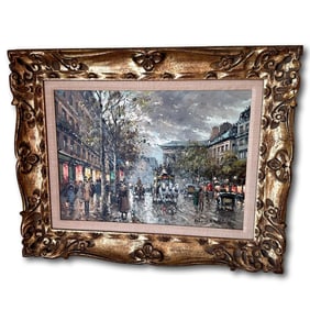 Antoine Blanchard Mid Century Impressionist Paris Boulevard de la Madeleine