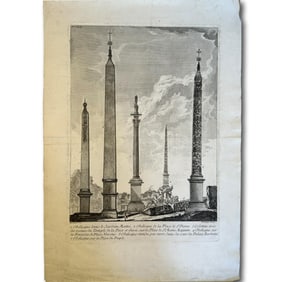 Antique print "The Obelisks in the Squares of Rome"
