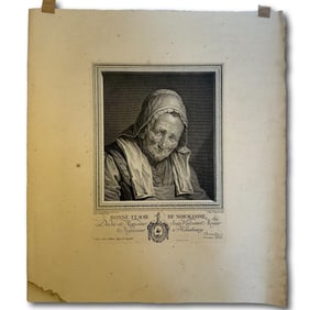The Maid of Normandy - Antique Engraving - Johann Georg Wille