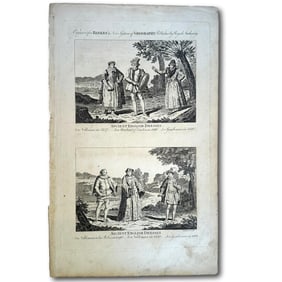 18th Century Thomas Banks Engravings Depicting Ancient English Dress for Men