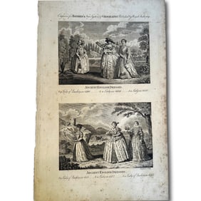 18th Century Thomas Banks Engravings Depicting Ancient English Dress for Women