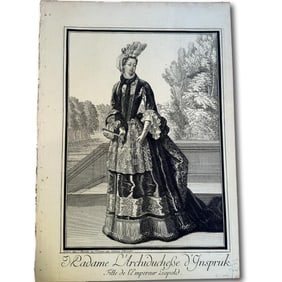 The Archduchess of Innsbruck - Daughter of Leopold - Fashion Sheet Engraving