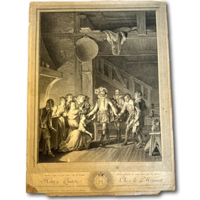 Engraving "Henri IV Chez Le Meunier" (At the Millers) - Jean Michel Moreau (1741-1814)