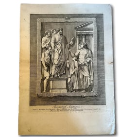 Marcus Aurelius on the Capitol Staircase Antique Engraving