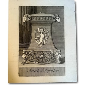 Antique Engraving Dedicated to Apollo by Barbault