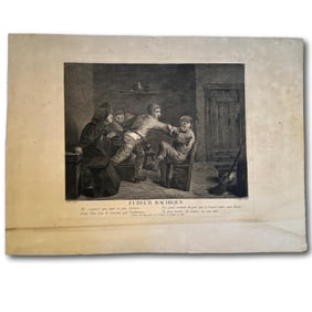 Antique Engraving of Tavern Brawl by C. LeVasseur after A. Braor