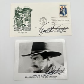 Charleton Heston Autographed Photo and First Day Cover