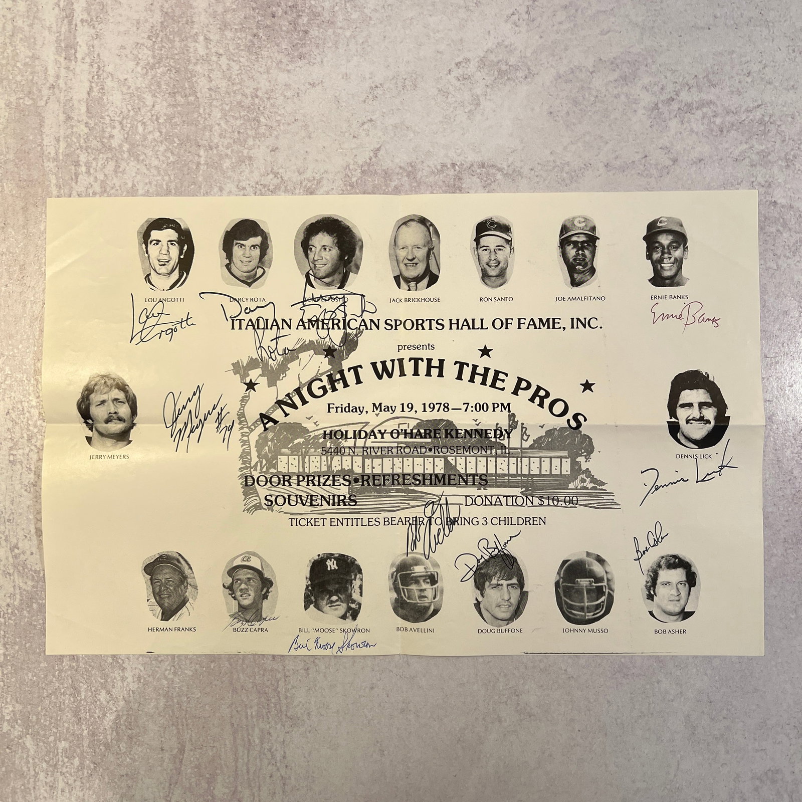 Sports Stars Autographs including Ernie Banks: Refer to photos for additional condition information as they are a part of the description. This is part of a lifelong collection from a serious collector. There is no certificate of authentication. P