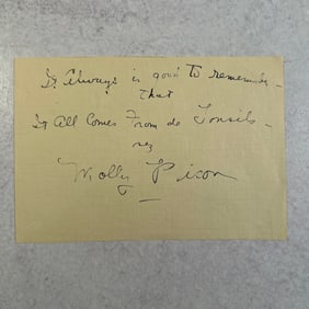 Autographed Note from Molly Picon
