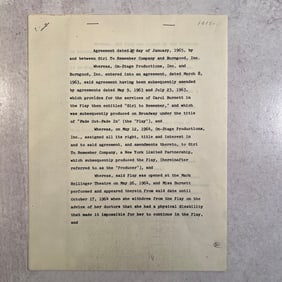 Theatrical Contract Re Carol Burnett and Others