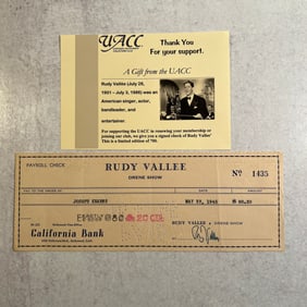 Rudy Vallee Signed Memorabilia