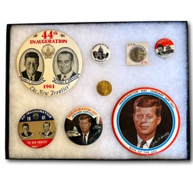 1961 John F Kennedy and Lyndon Johnson Inaugural Tokens and Buttons