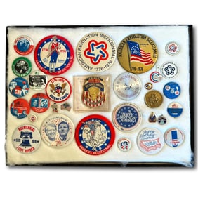 Bicentennial Protective Services Badge with Assorted Buttons and Pins