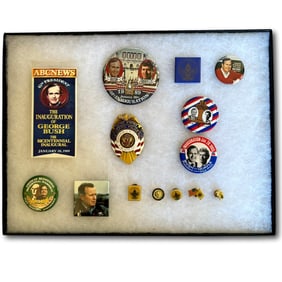 US Capitol Police Badge with Bush and Quayle Inaugural Buttons and Pins